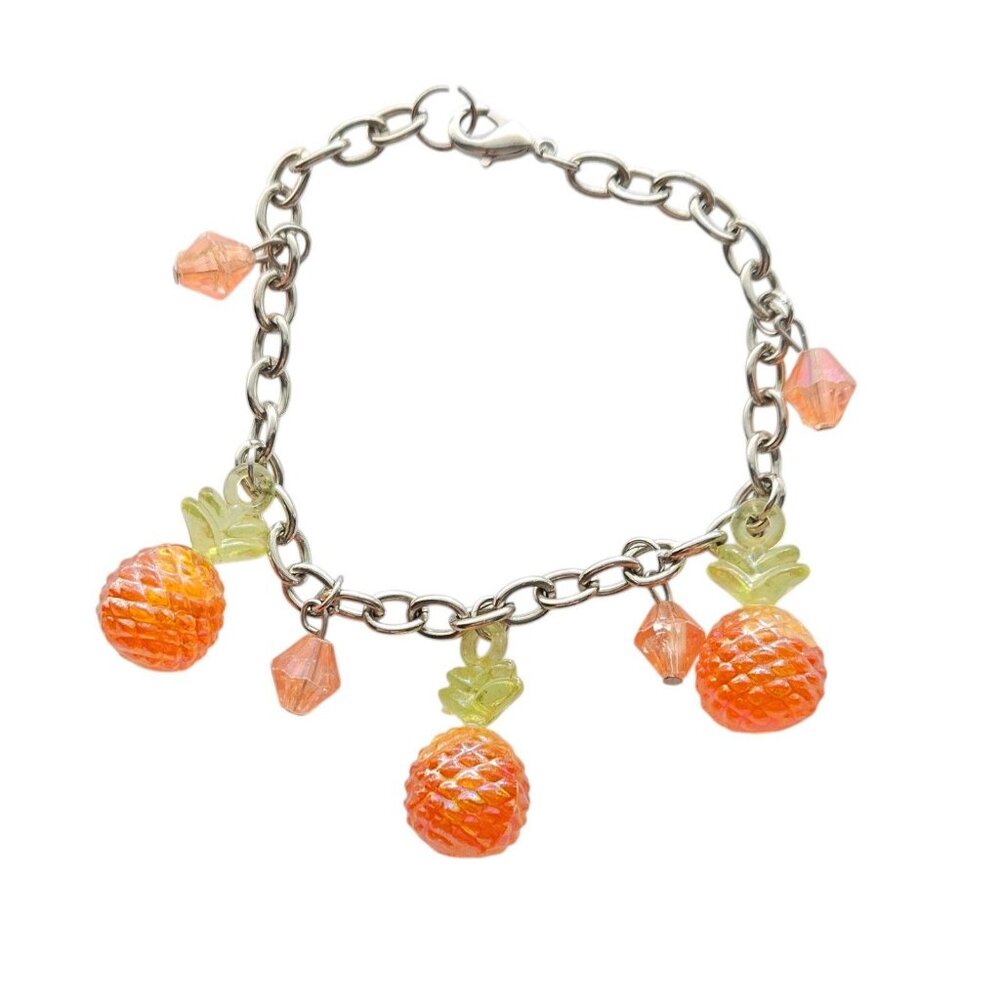 Pineapple charm bracelet with cheerful pineapple charms! Adjustable!